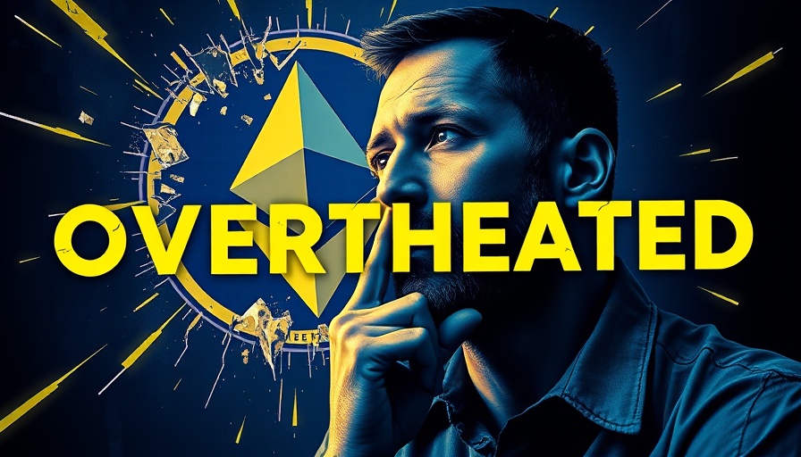 Is Ethereum Overheated poster with Ethereum logo and reflective man.