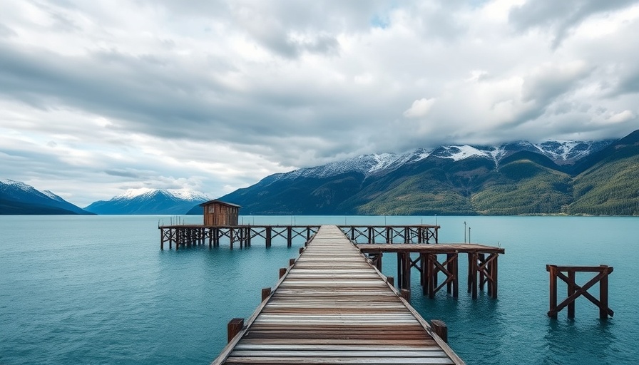 First Nations B.C. export terminal purchase scene with pier and mountains