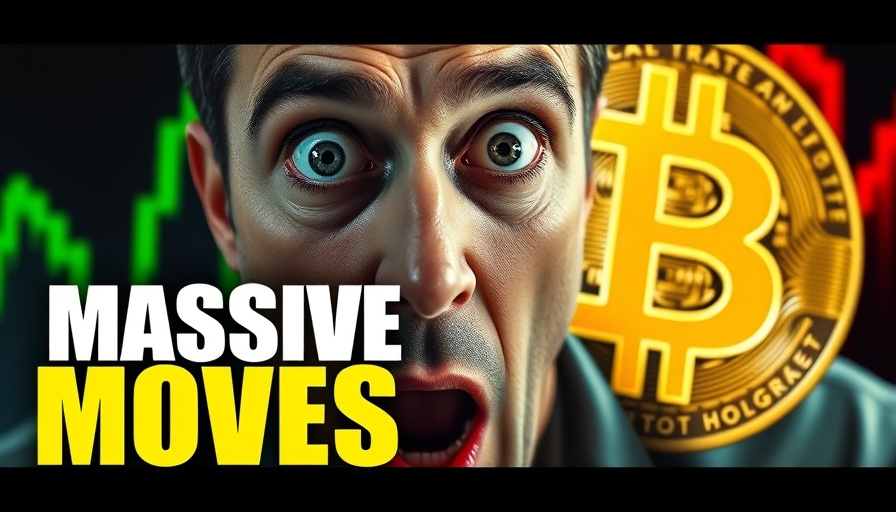 Volatile crypto market analysis with Bitcoin symbol and text overlay.