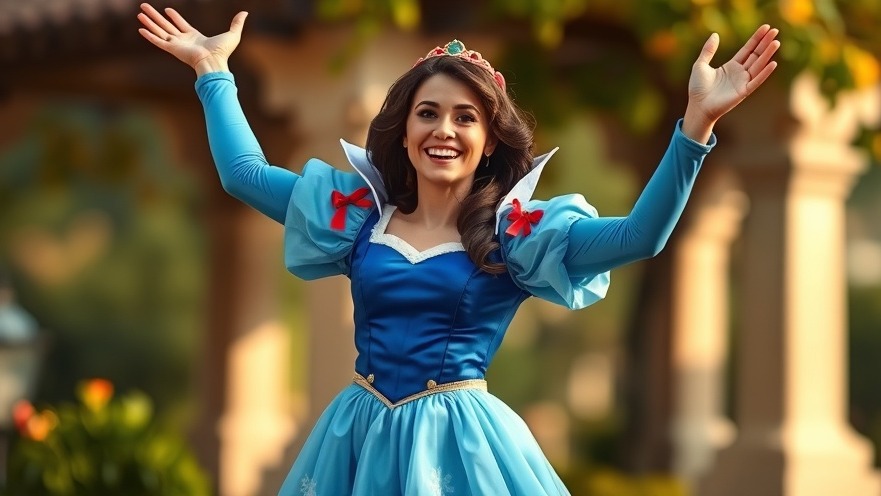 Rachel Zegler in vibrant Snow White costume celebrating, highlighting Disney film failures.