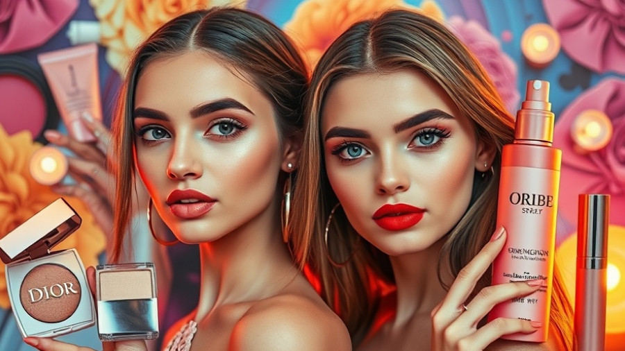 Stylish Sabrina Carpenter Manchild music video look collage with beauty items.