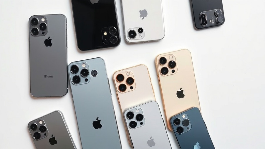 Diverse iPhone models showcasing design evolution.