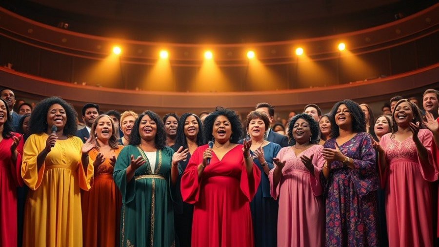 Diverse choir performing gospel music on stage highlighting its cultural significance.