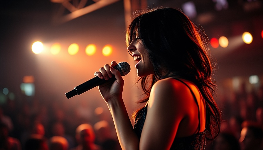 Singer passionately performing on stage, showcasing whistle tones in modern music.