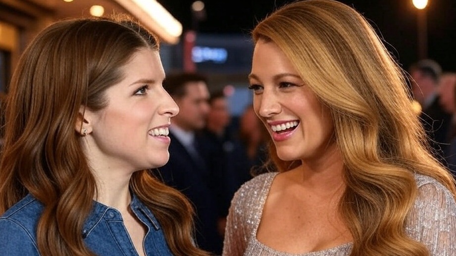 Blake Lively and Anna Kendrick showcase celebrity body language at a red carpet event.