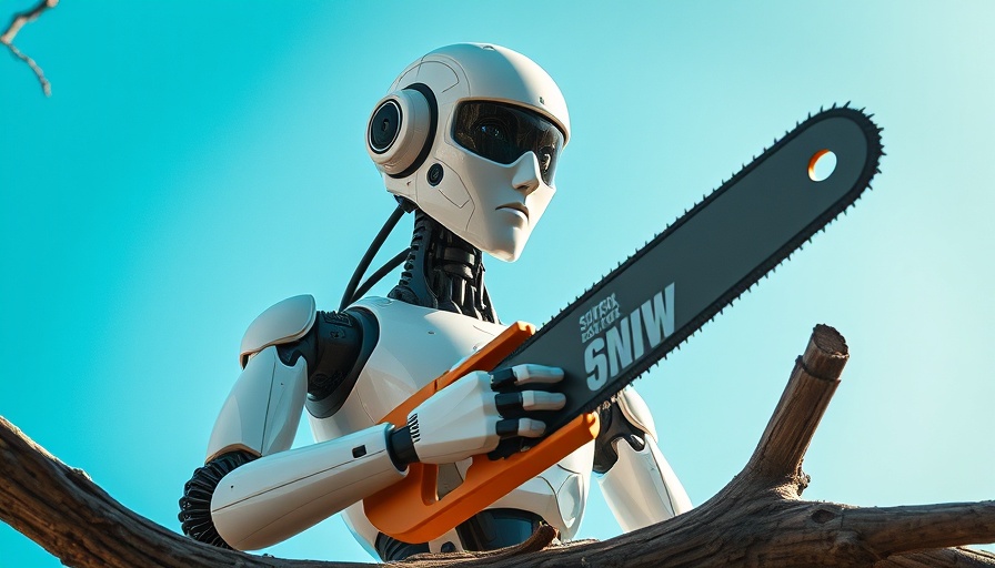 Ironic depiction of a robot symbolizing climate change advancements.