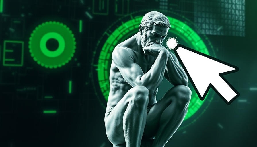 The Thinker with digital cursor representing digital twins concept.