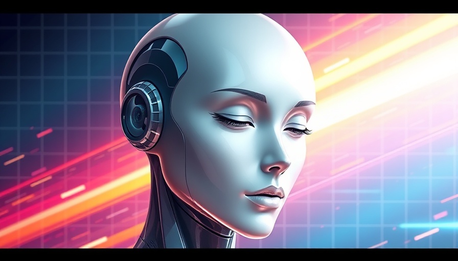 Futuristic AI concept art showing glossy humanoid head, AI future trends.