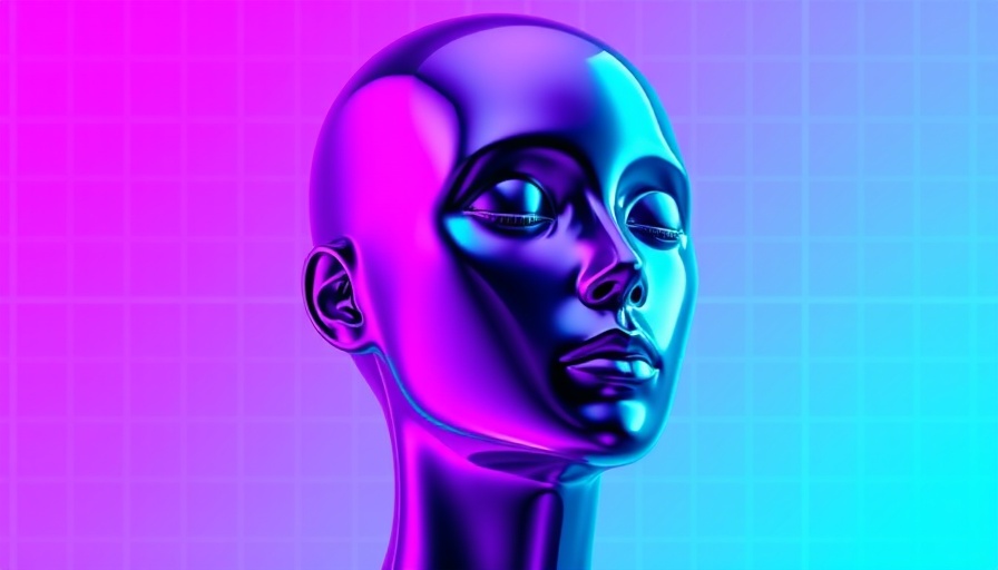 Futuristic AI trends art with abstract digital head, vibrant colors.