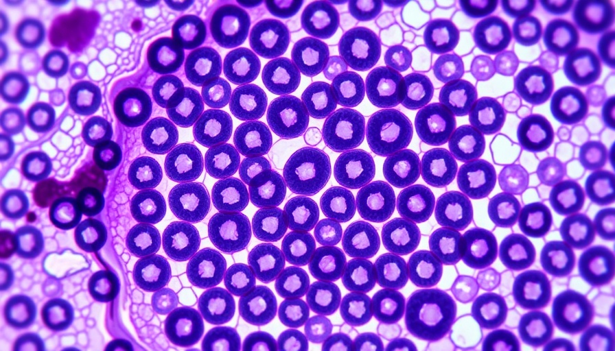 AI cancer diagnosis microscopic tissue sample view.