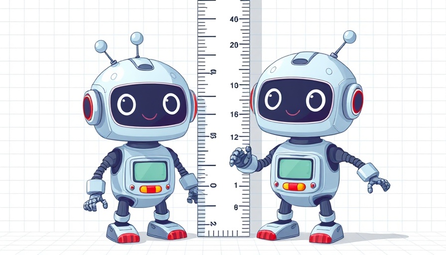 Cartoon robots demonstrating LLM evaluation metrics in playful style.