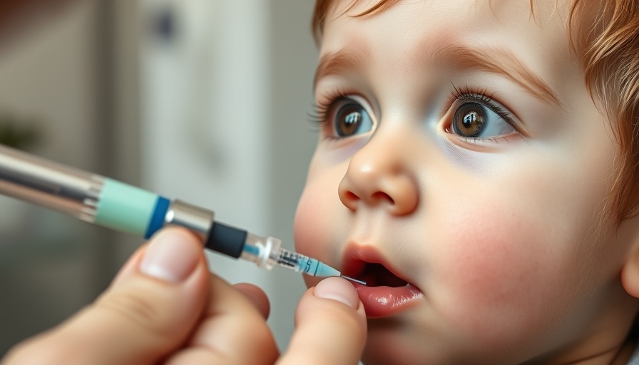 Young child receiving oral vaccine during medical procedure.