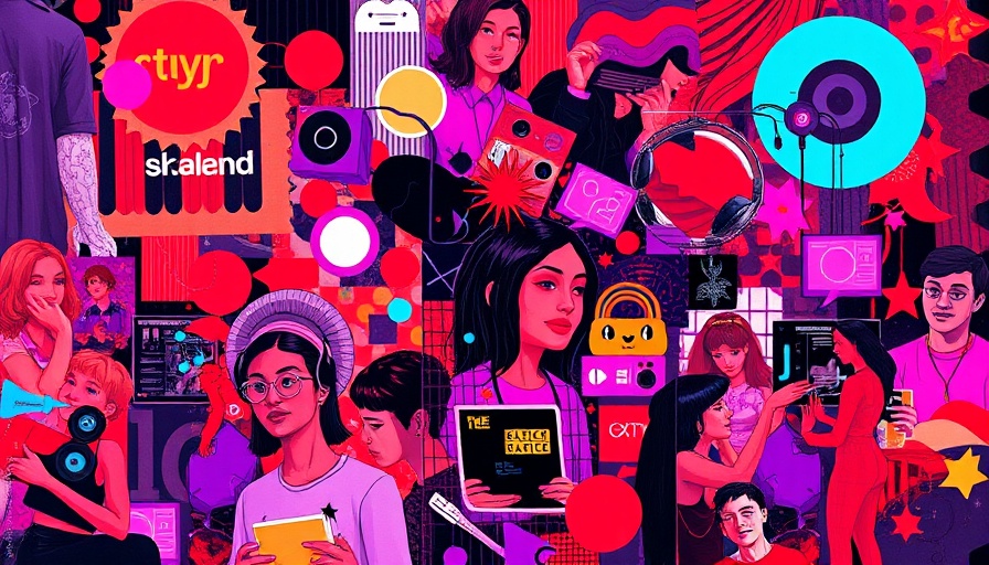 DJ Ethered inspired vibrant collage with abstract music themes