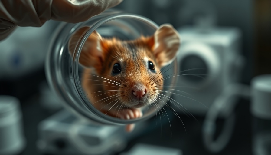 Laboratory mouse in tube, related to genetic innovation research.