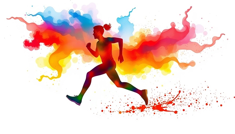 Vibrant watercolor silhouette of a running figure in motion, depicting halo effect.