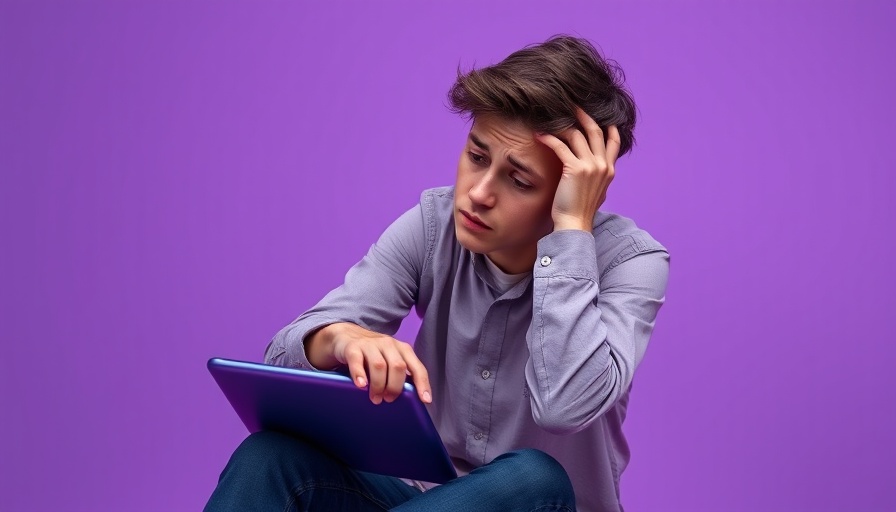 Surreal digital art depicting AI companion dangers with distressed man on smartphone.