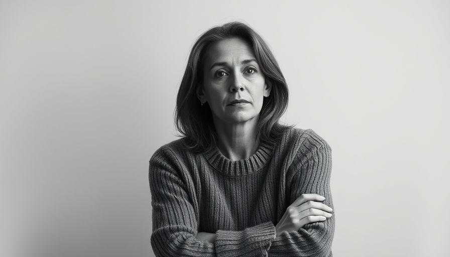 Monochrome portrait of a woman in a sweater, thoughtful look.