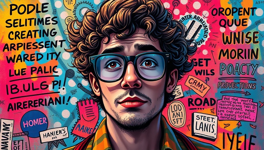 Surreal illustration depicting public perception with doodles and text, Zuckerberg public perception.