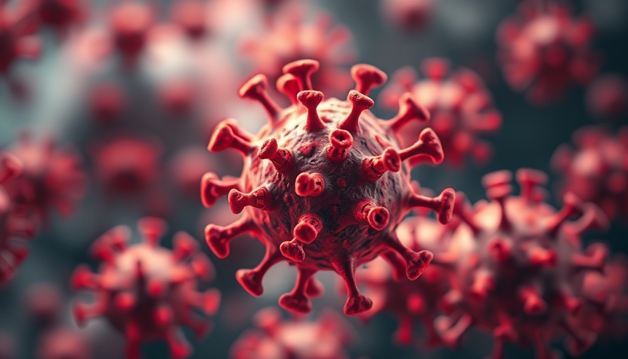 Vivid representation of measles virus structures highlighting outbreaks in the US.