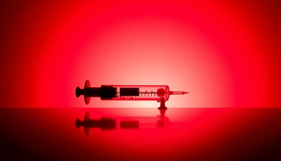 Syringe silhouette on gradient red background, symbolizes Measles Vaccination Controversy.