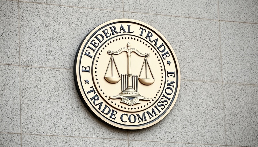 FTC emblem close-up against stone wall; critique blogs removal.