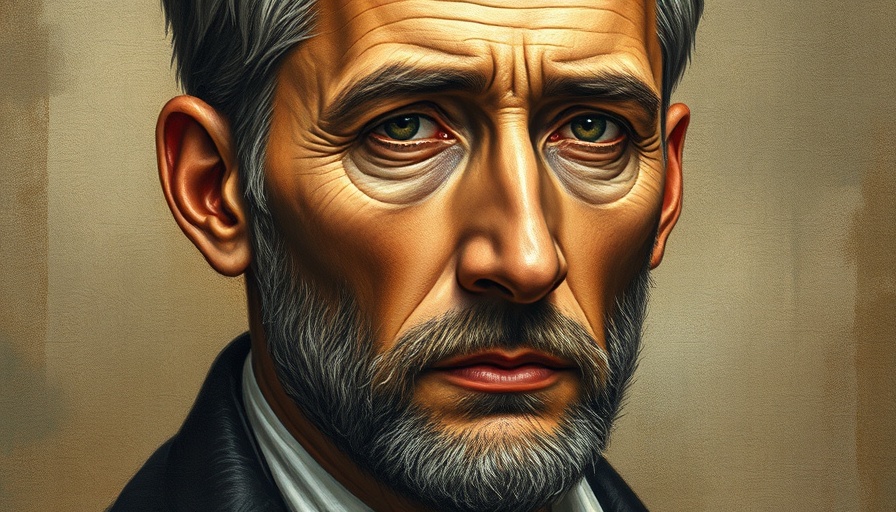 AI in art authentication concept with classic portrait and tech overlay.