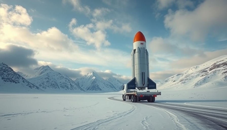 Europe commercial rockets transported through snowy mountain pass.