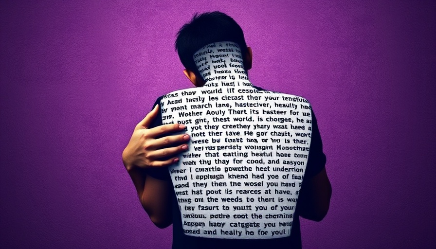 ChatGPT emotional wellbeing research: person embracing text-filled silhouette.