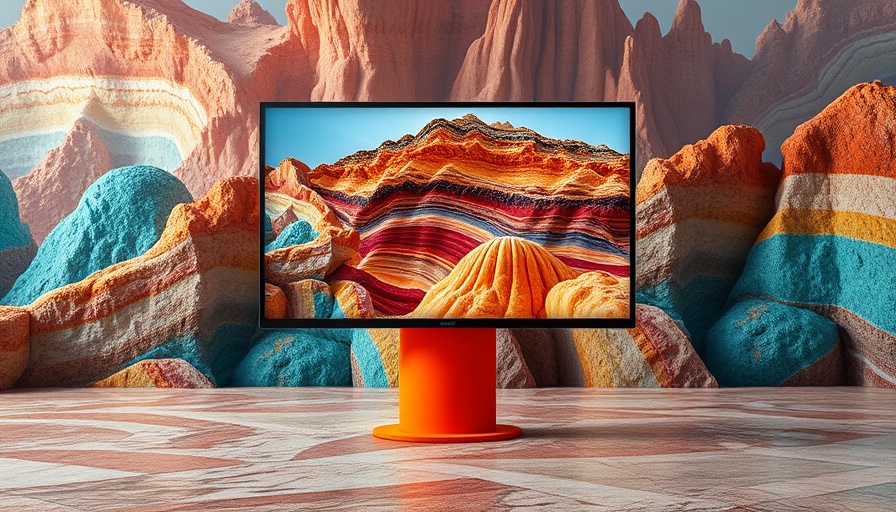 Abstract collage showcasing Apple's Image Playground AI Art with a digital screen and colorful layers.