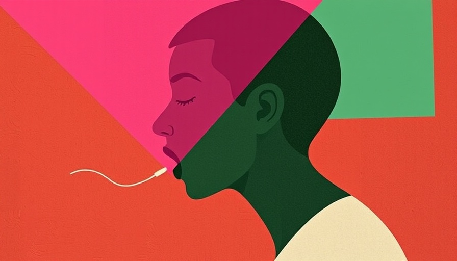 Abstract image of swab in mouth with colorful overlay.