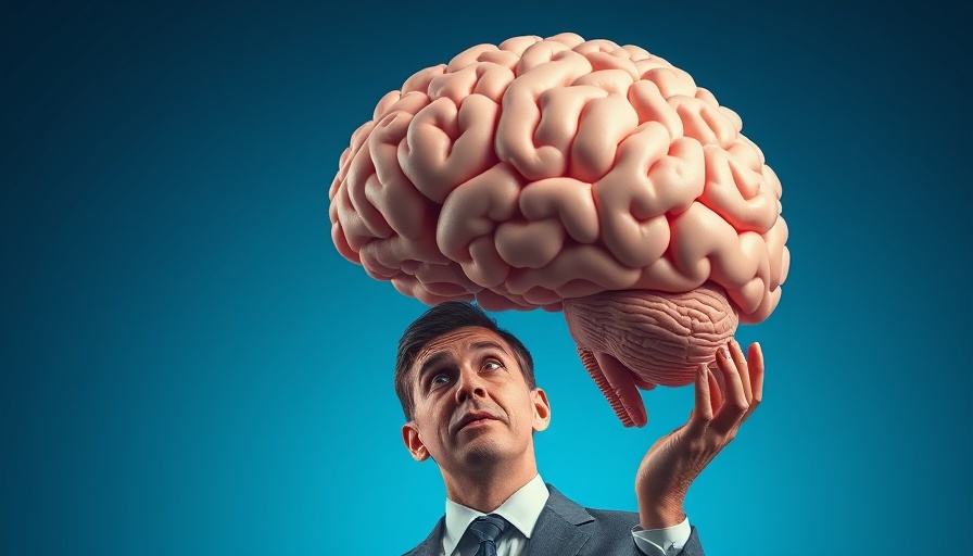 Surreal pop art image of AI models improve themselves with businessman and brain.