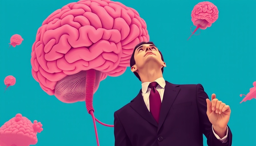 Surreal image of a man interacting with a brain symbolizing AI models improving themselves.