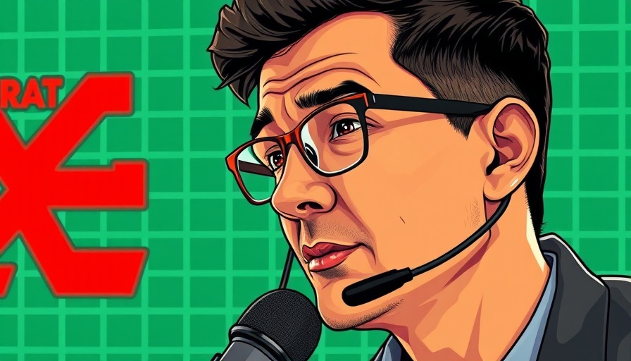 Illustration of a man with headset, CoreWeave logo backdrop.