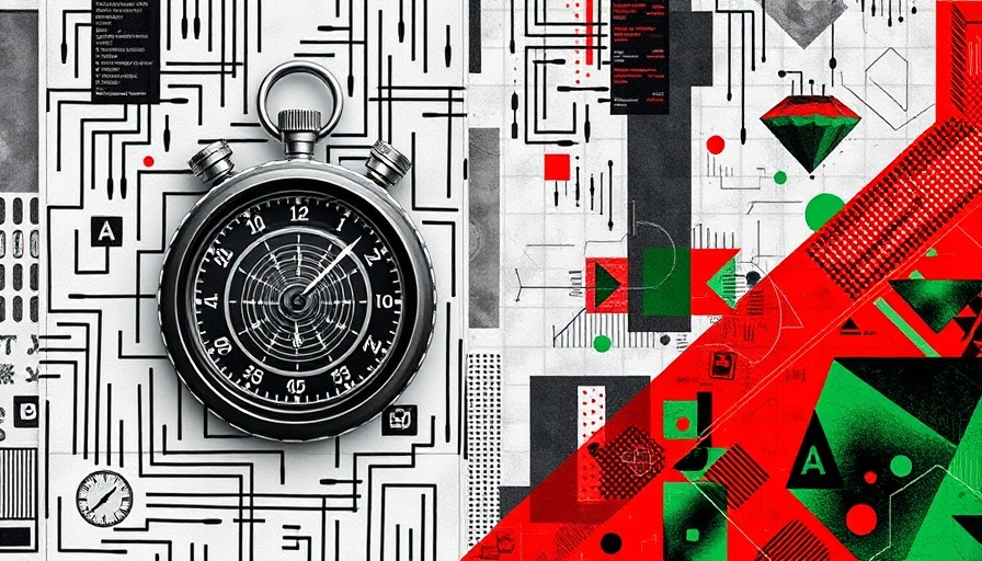AI Models Evaluation Tool abstract concept with stopwatch and patterns.