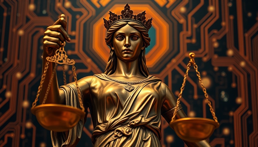 Statue of Justice against digital crypto background symbolizing crypto fraud regulation.