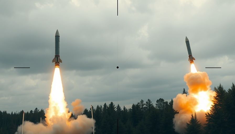 Missiles launch through digital targeting interface, showcasing military AI use.