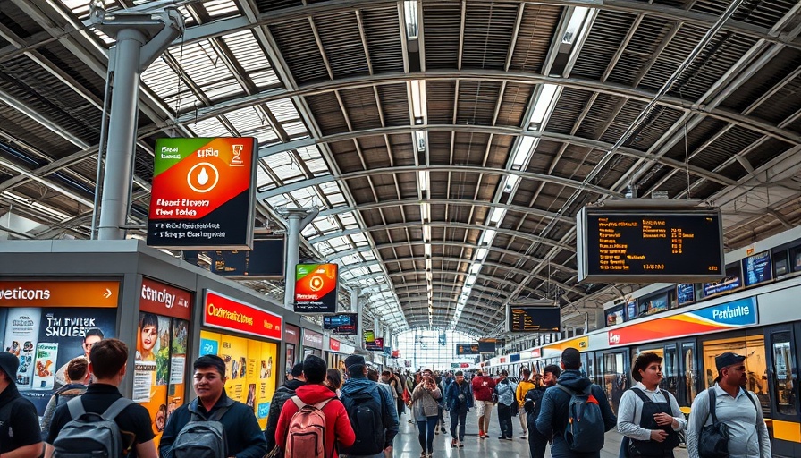 Busy train station with displays and travelers, illustrating a faster way to solve complex planning problems.