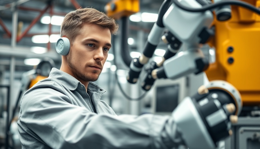 Engineer using VR in manufacturing, highlighting Industrial Metaverse.