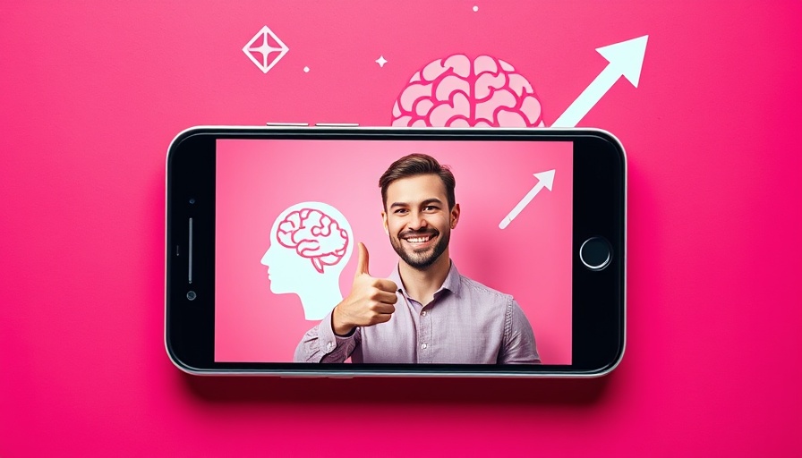 Collage with phone, brain illustration, digital elements on magenta background.