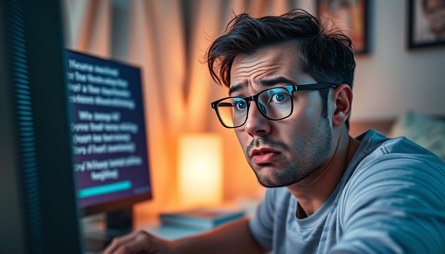 Frustrated user facing AI job recruiter glitch, digital art.