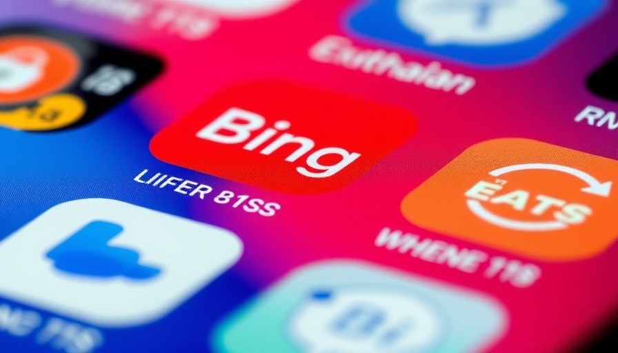 Close-up of Bing app icon on smartphone screen with blurred background.