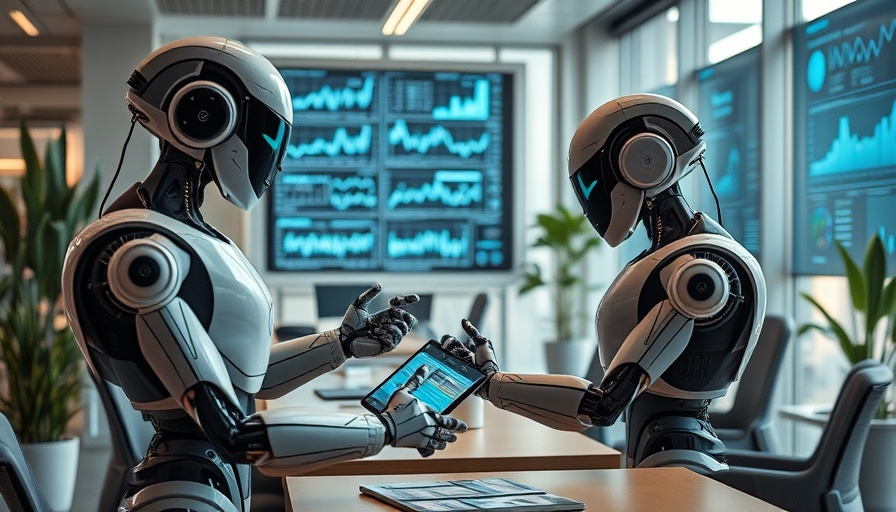 Robots and human in office tackling AI tool interoperability challenges.