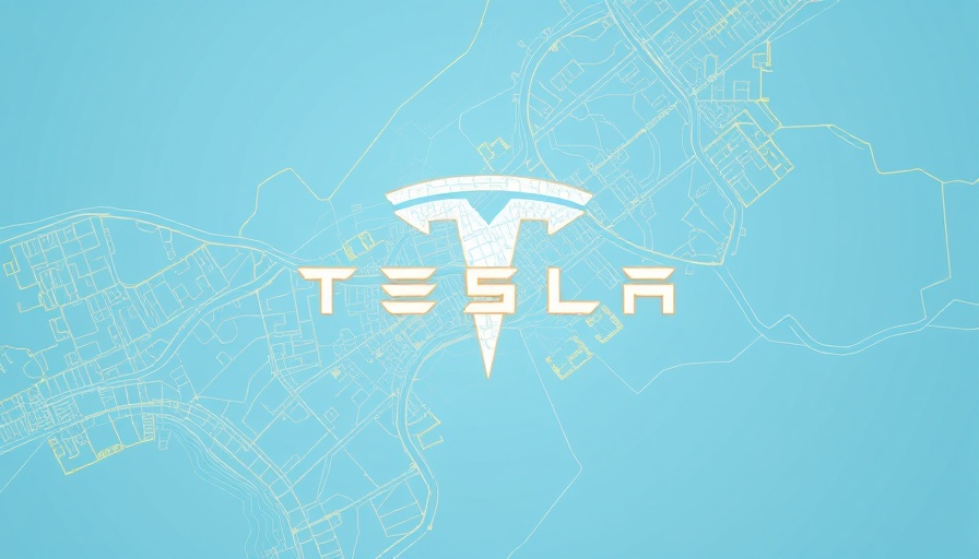 Abstract Tesla self-driving technology concept art featuring maps