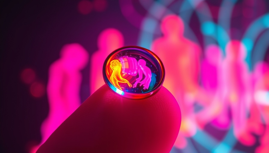 Futuristic contact lens against neon thermal colors.