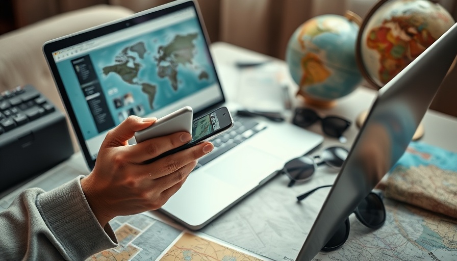Personalized AI trip planning with laptop and travel essentials.