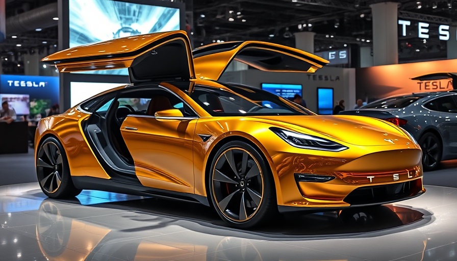 Tesla Robotaxi Launch Delay causes futuristic car display at event.