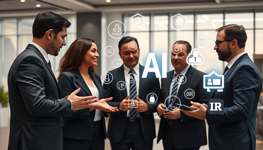 Illustration of AI in regulated industries with business professionals and icons.