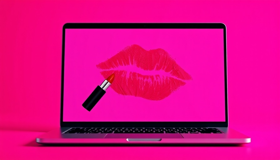 Stylized laptop with lipstick marks, representing AI chatbots in sexual conversations.