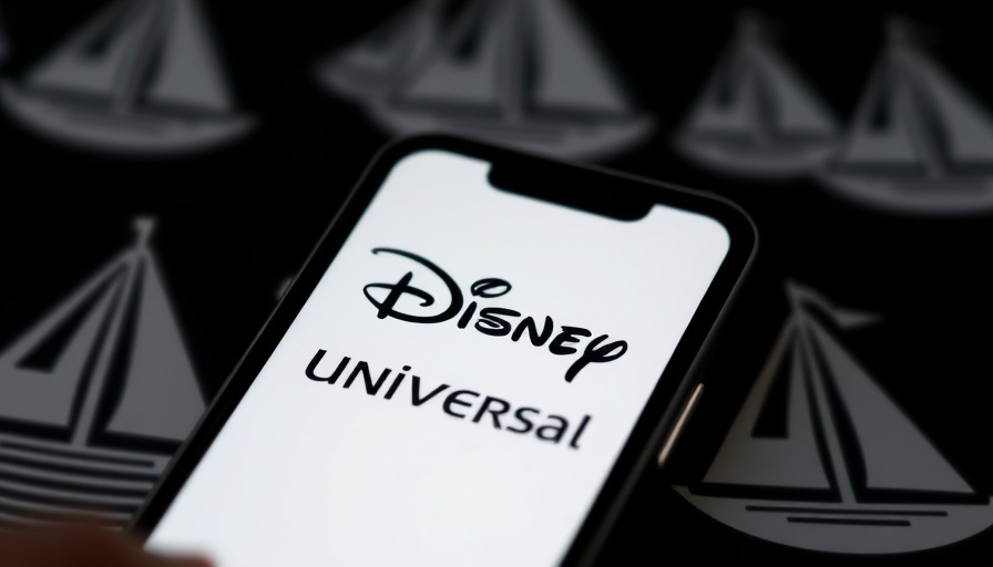Disney and Universal logos on phone amid copyright lawsuit discussion