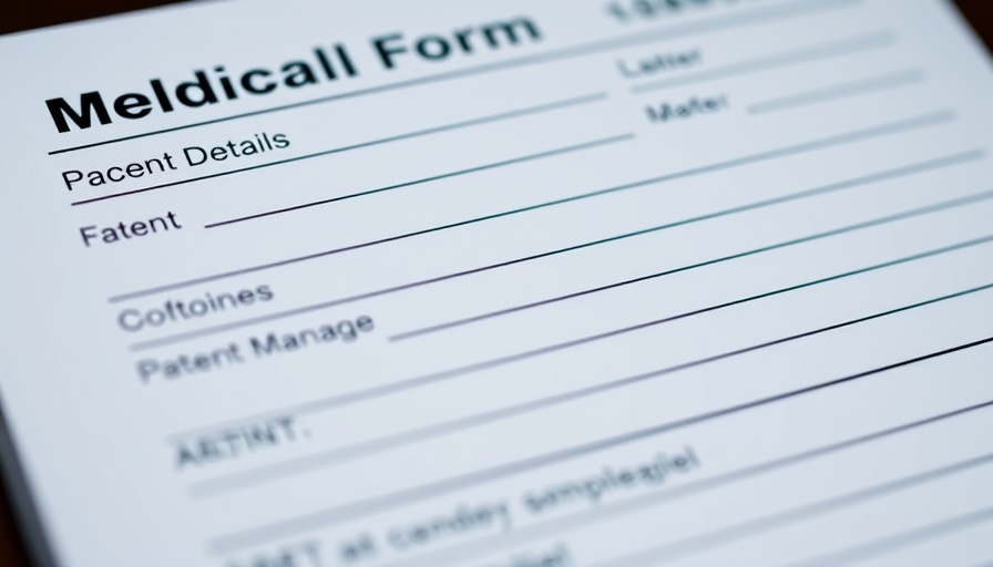 Digital medical form highlighting patient details and input fields.
